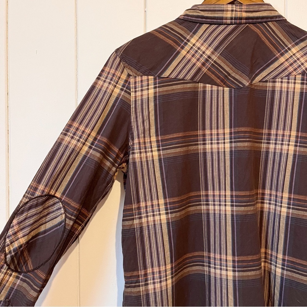 Jules + James Brown Plaid Button Down Shirt. Size Large. - Picture 6 of 8